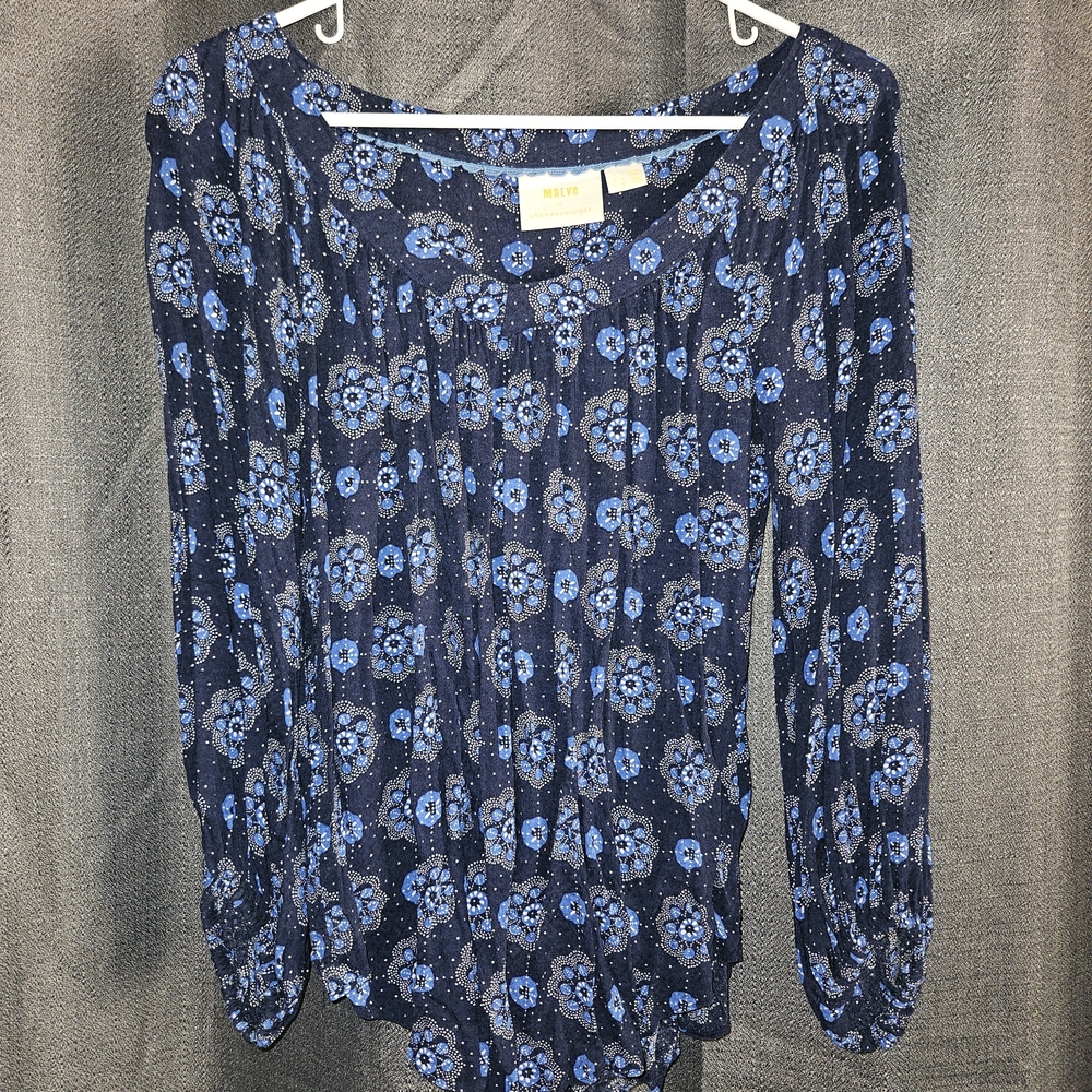 Anthropologie Floral Blue Women's Top